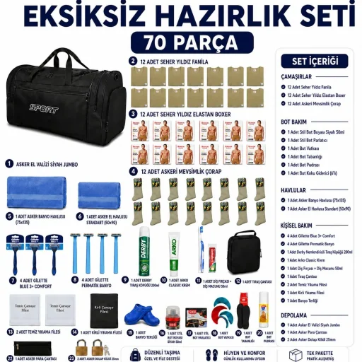 6 Aylık Asker Seti — 13'lü 2 Haftada 1 Yıkama
