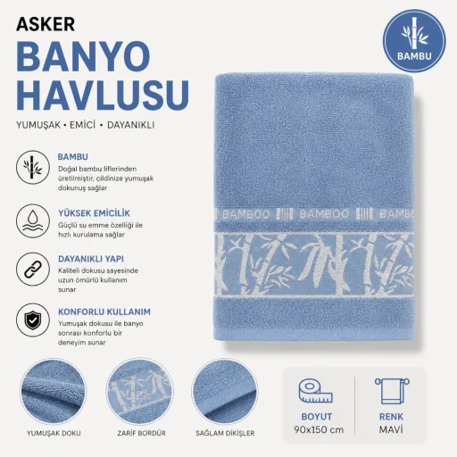 Asker Bambu Banyo Havlusu (90×155)