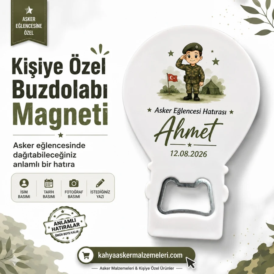 Kişiye Özel Asker Buzdolabı Magneti
