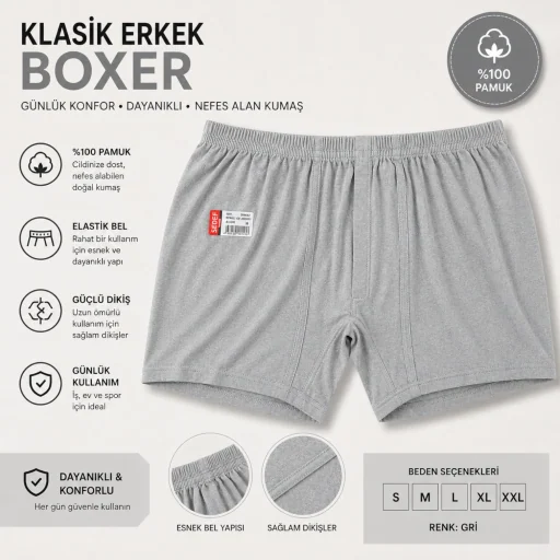 Havacı Er Asker Lycra Boxer (Gri) — Skinny Kesim