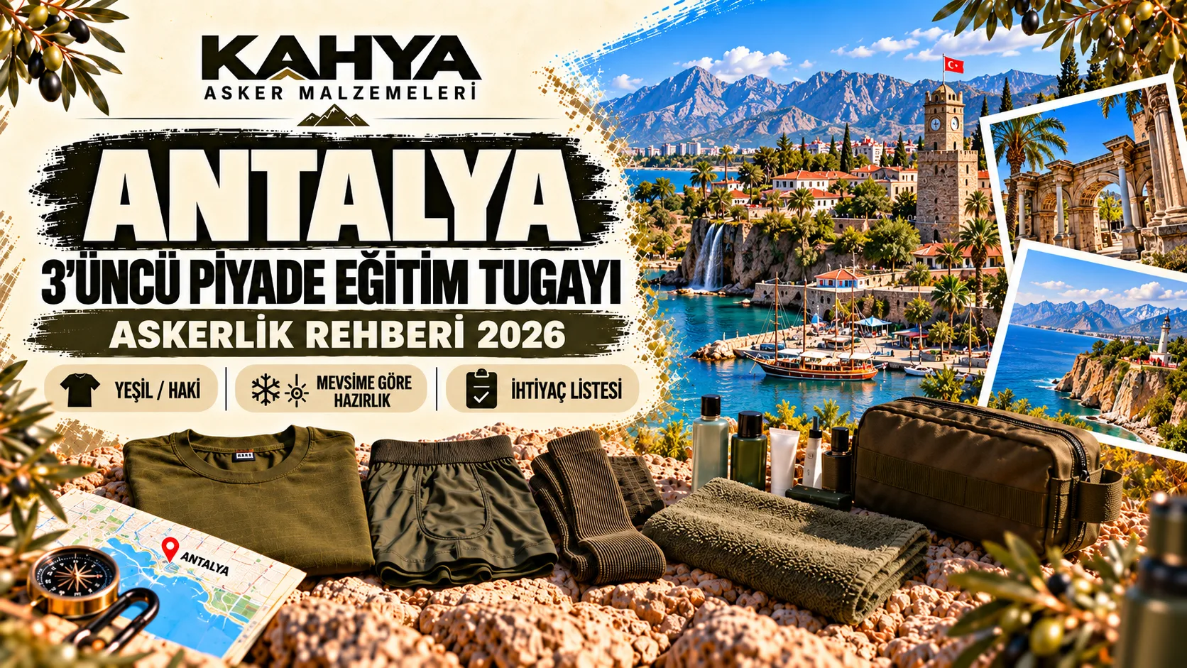 Antalya 3. Piyade Eğitim Tugayı — 2026 askerlik hazırlığı ve malzeme rehberi (temsili görsel)