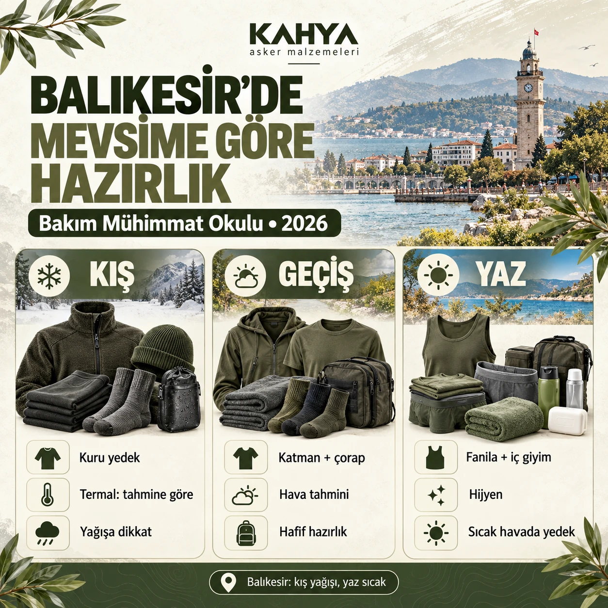 Balıkesir askerlikte mevsime göre hazırlık