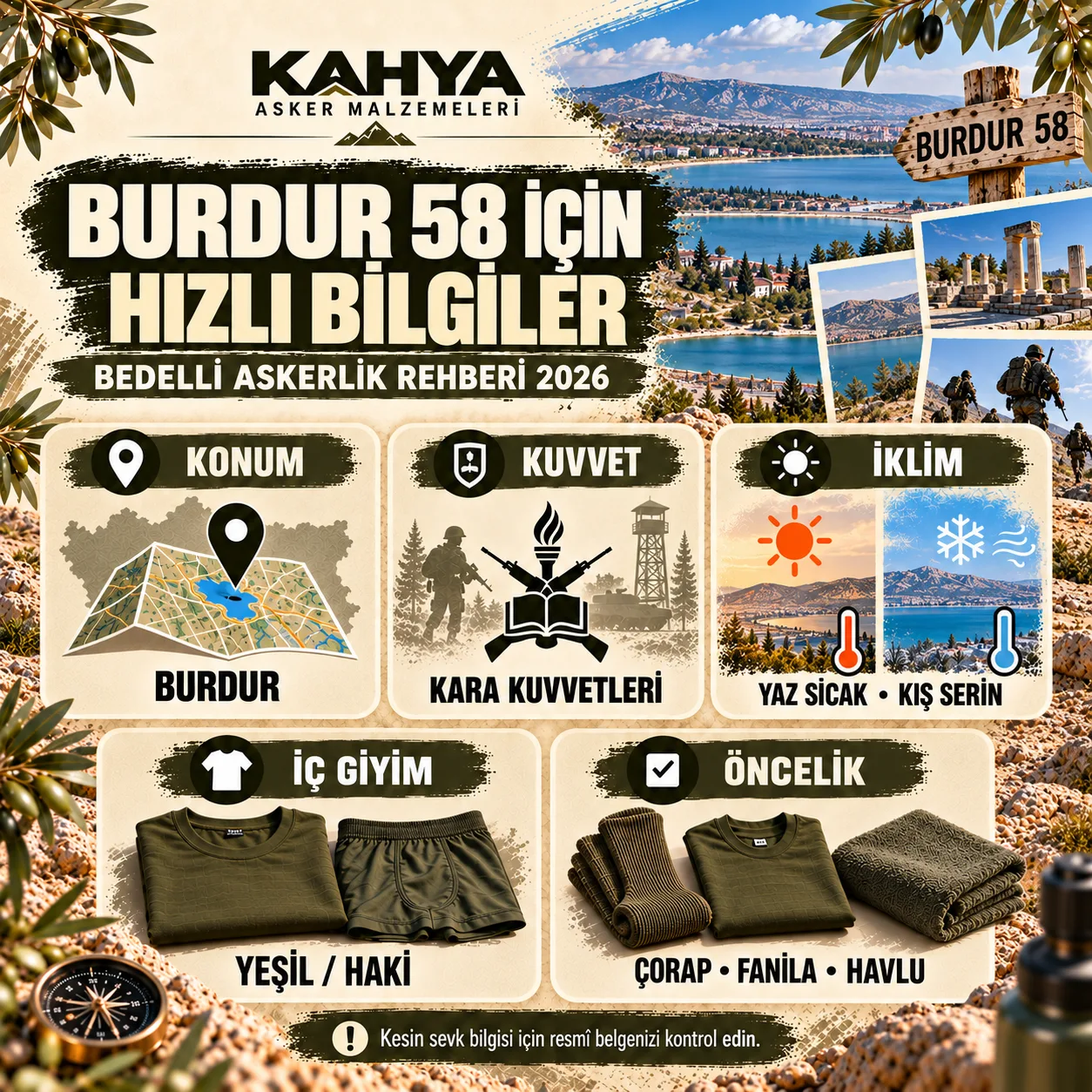 Burdur 58. Komando Eğitim Alayı — birlik ve hazırlık hızlı bilgiler (temsili infografik)