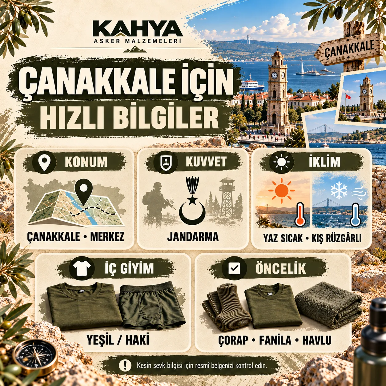 Çanakkale Jandarma Eğitim Merkezi — birlik ve hazırlık hızlı bilgiler (temsili infografik)