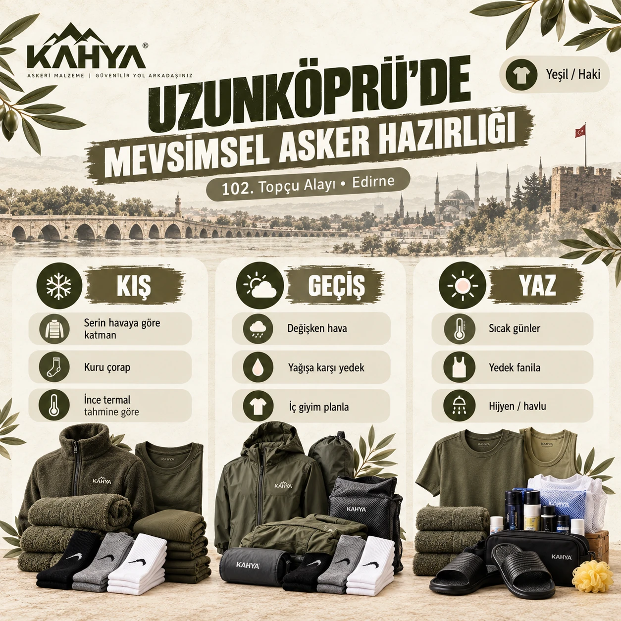 Edirne askerlikte mevsime göre hazırlık