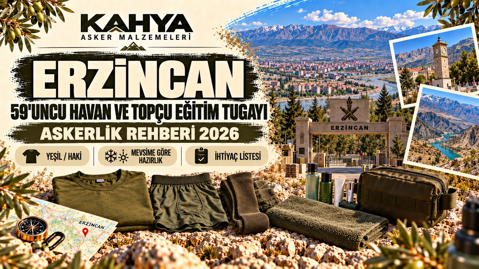 Erzincan 59. Havan ve Topçu Eğitim Tugayı — 2026 askerlik hazırlığı ve malzeme rehberi (temsili görsel)