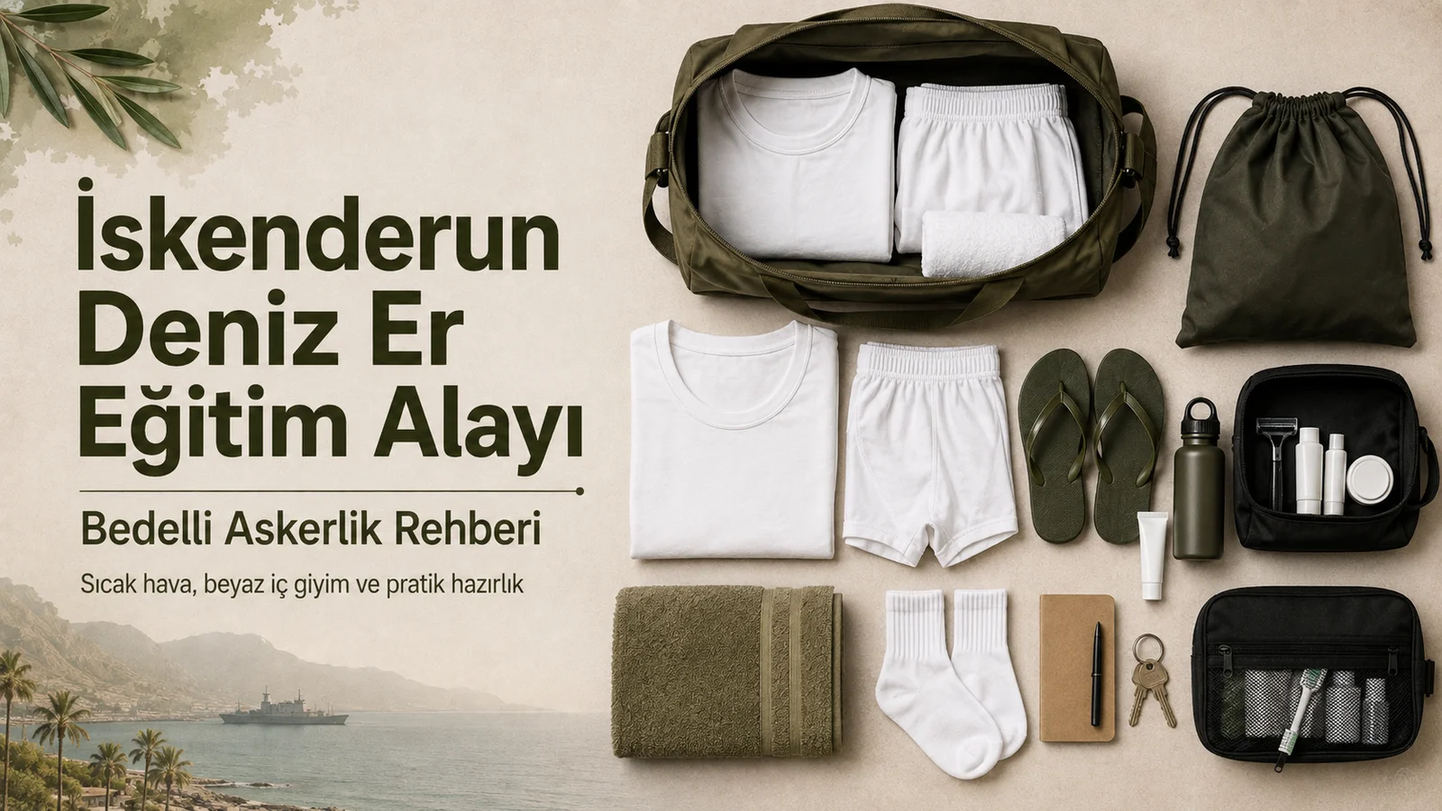 Hatay İskenderun bedelli askerlik rehberi için beyaz / denizci asker iç giyimi, çanta ve temel hazırlık malzemeleri