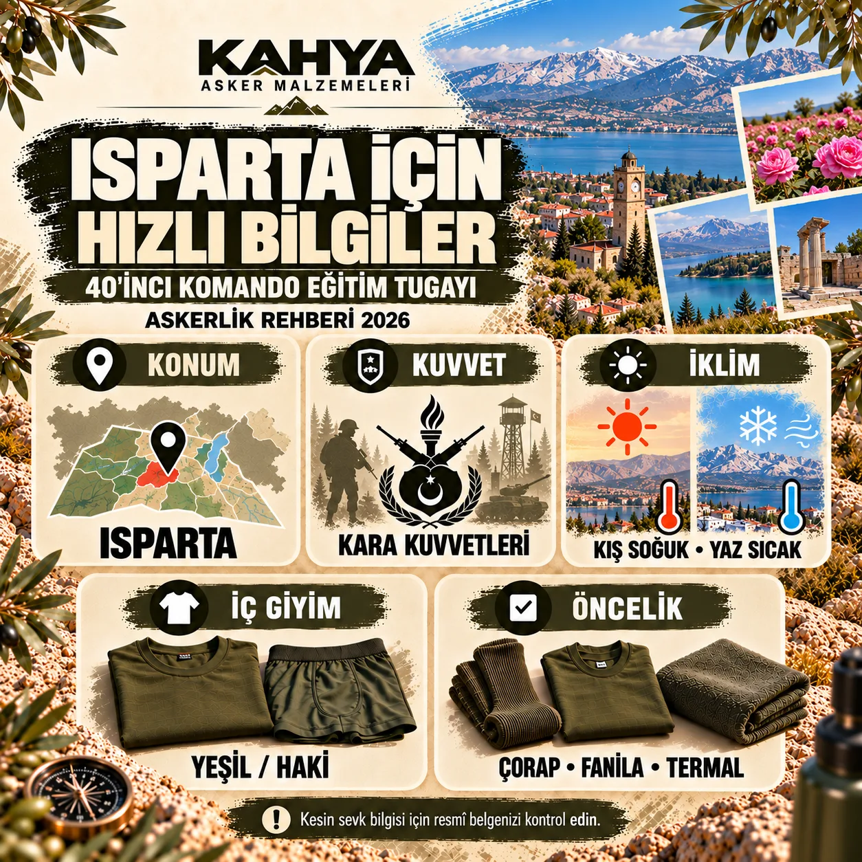 Isparta 40. Komando Eğitim Tugayı — birlik ve hazırlık hızlı bilgiler (temsili infografik)