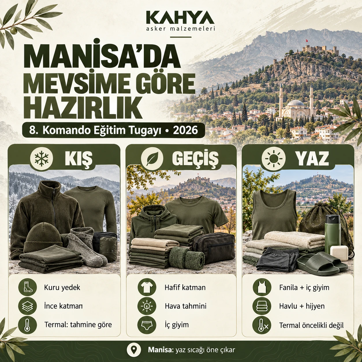 Manisa askerlikte mevsime göre hazırlık