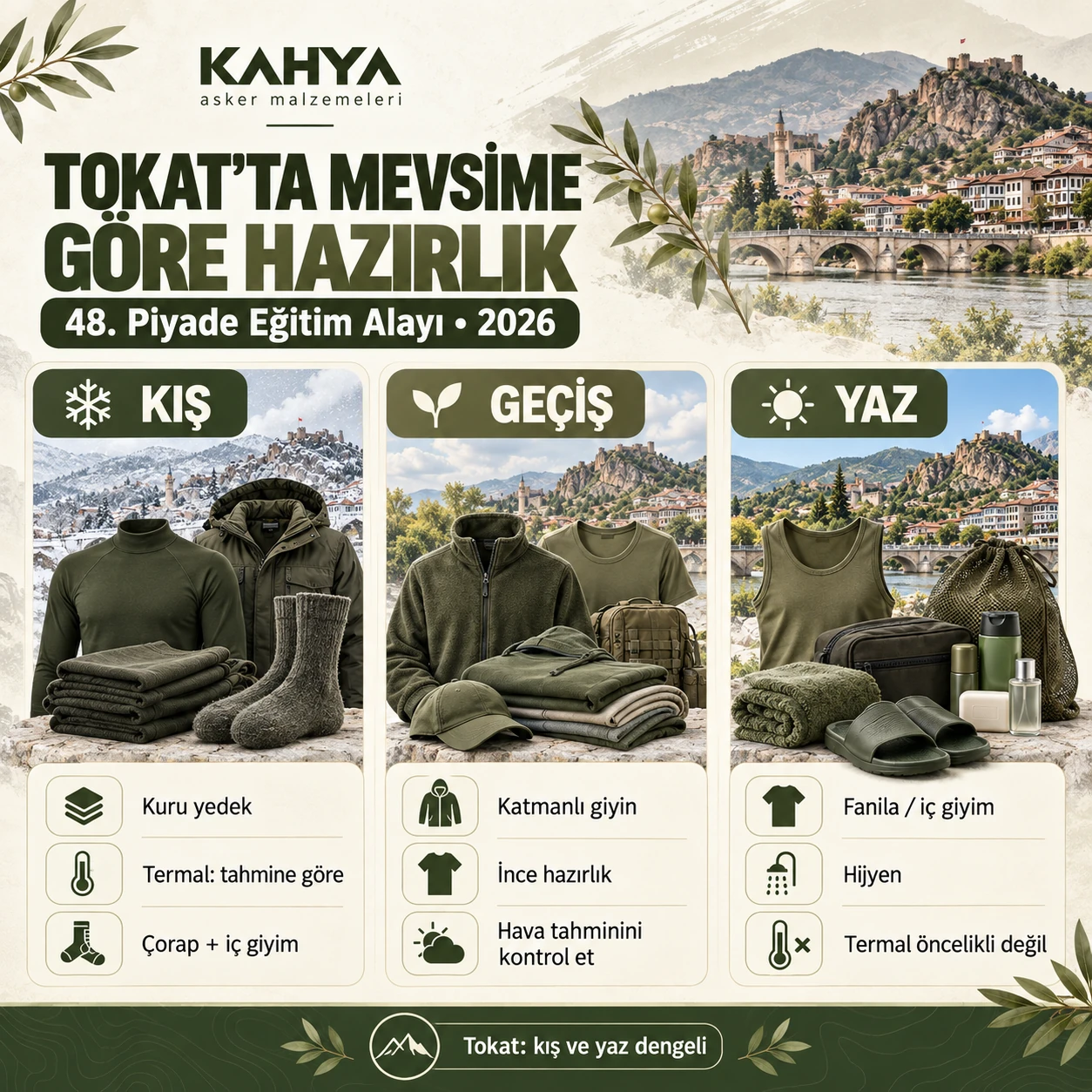 Tokat askerlikte mevsime göre hazırlık