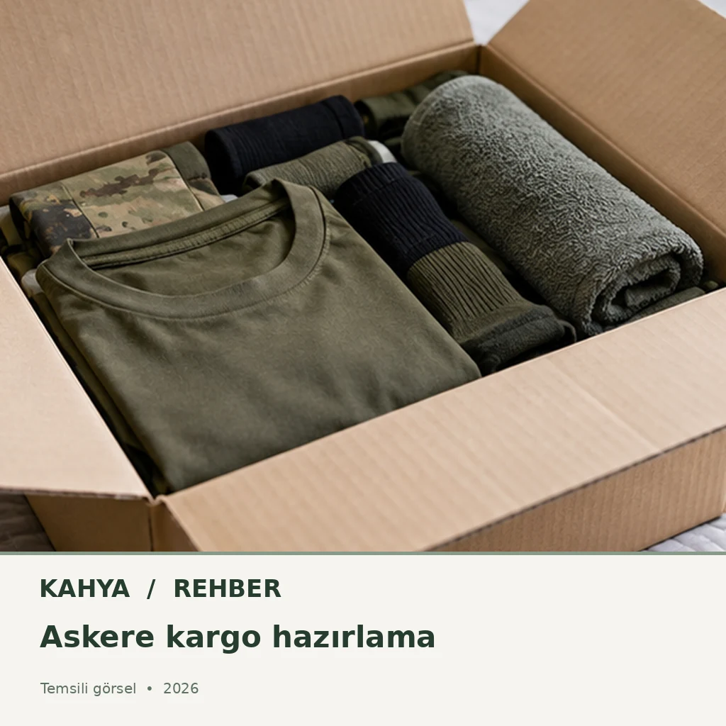 Asker için fanila, çorap ve havlu içeren kargo kolisi, temsili görsel