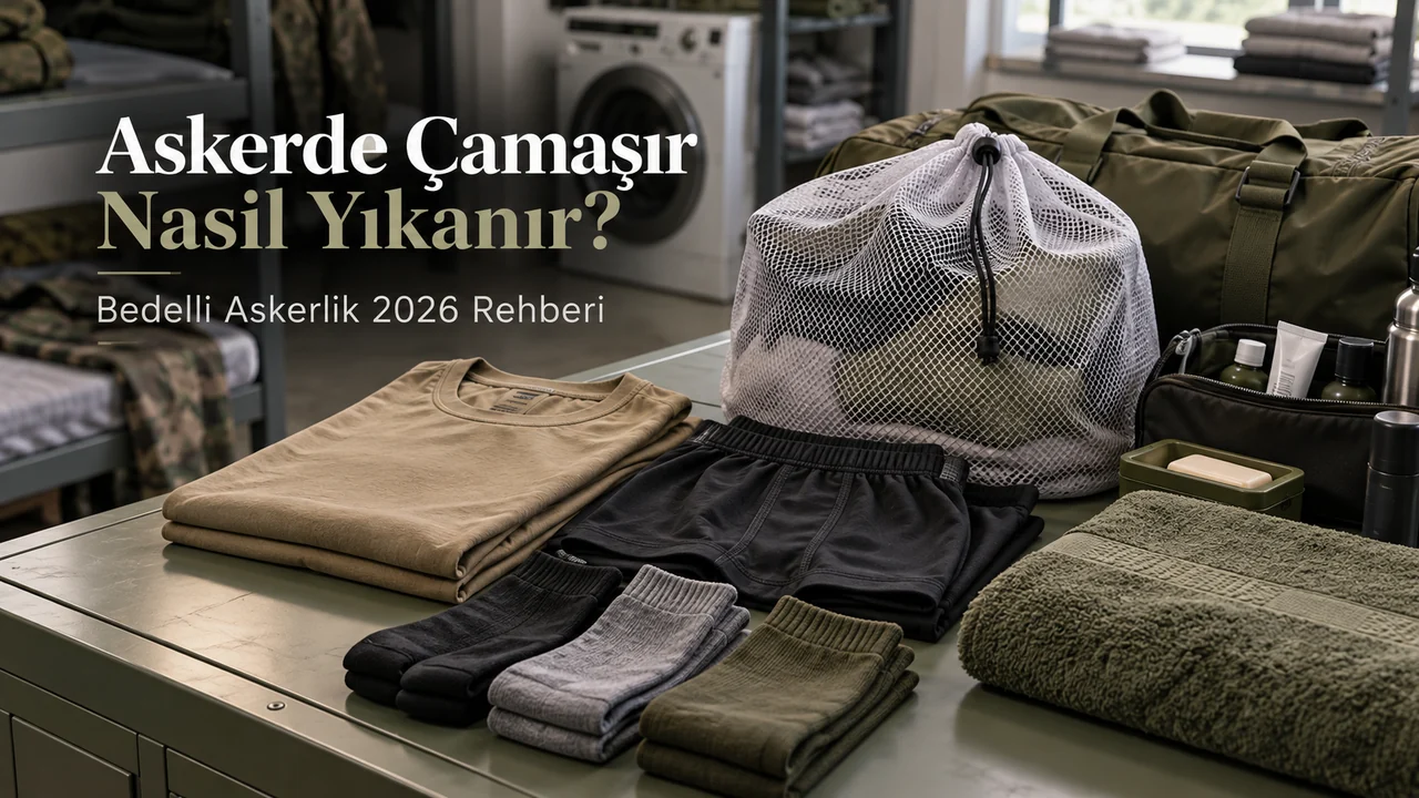 Asker çamaşırhanesinde fanila, boxer, çorap ve çamaşır filesi temsili görseli