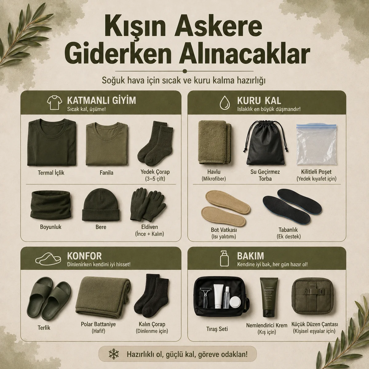 Kışın askere giderken alınacak termal, çorap ve bot konfor malzemeleri