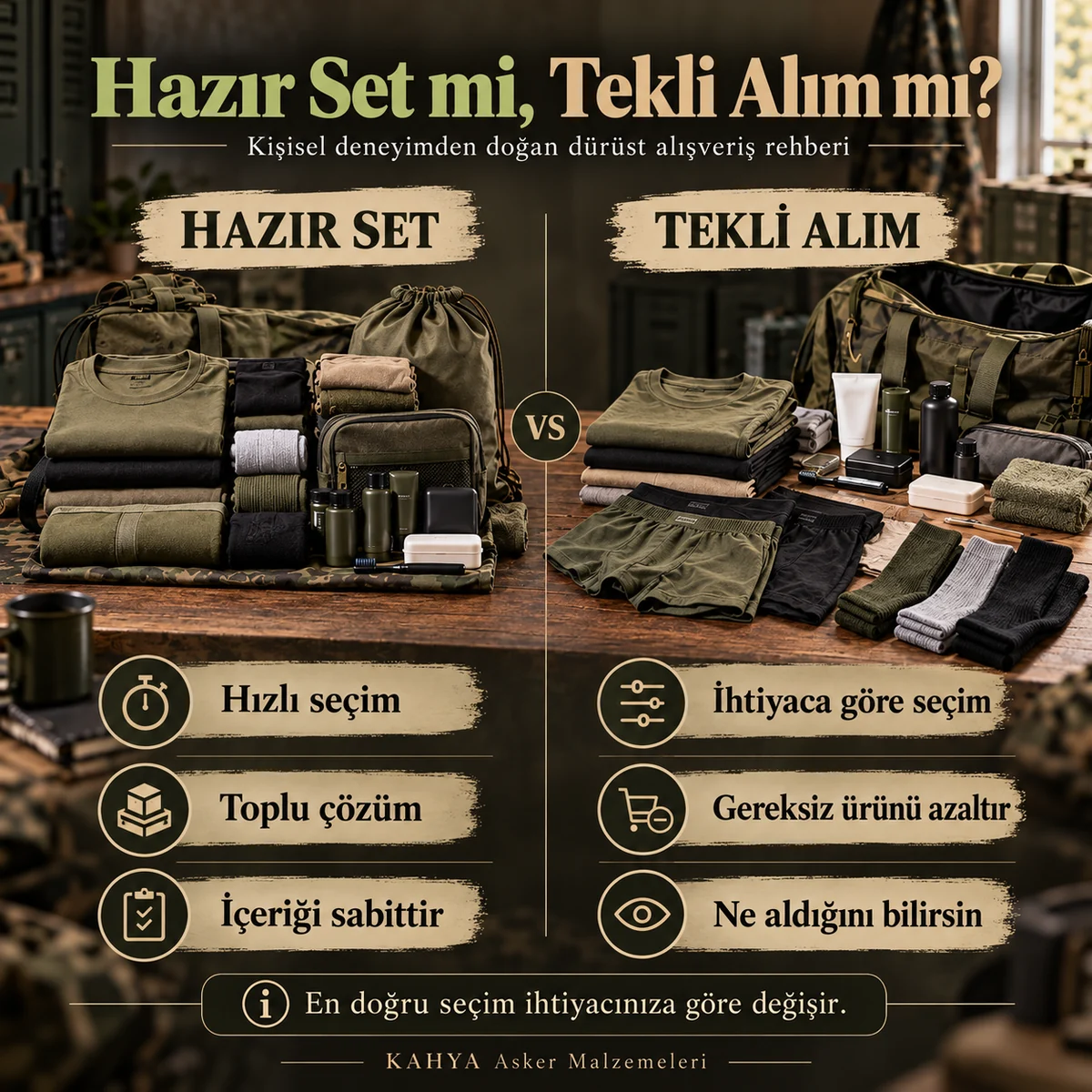 Hazır setin kolaylıkları ve tekli alışverişin seçim özgürlüğü