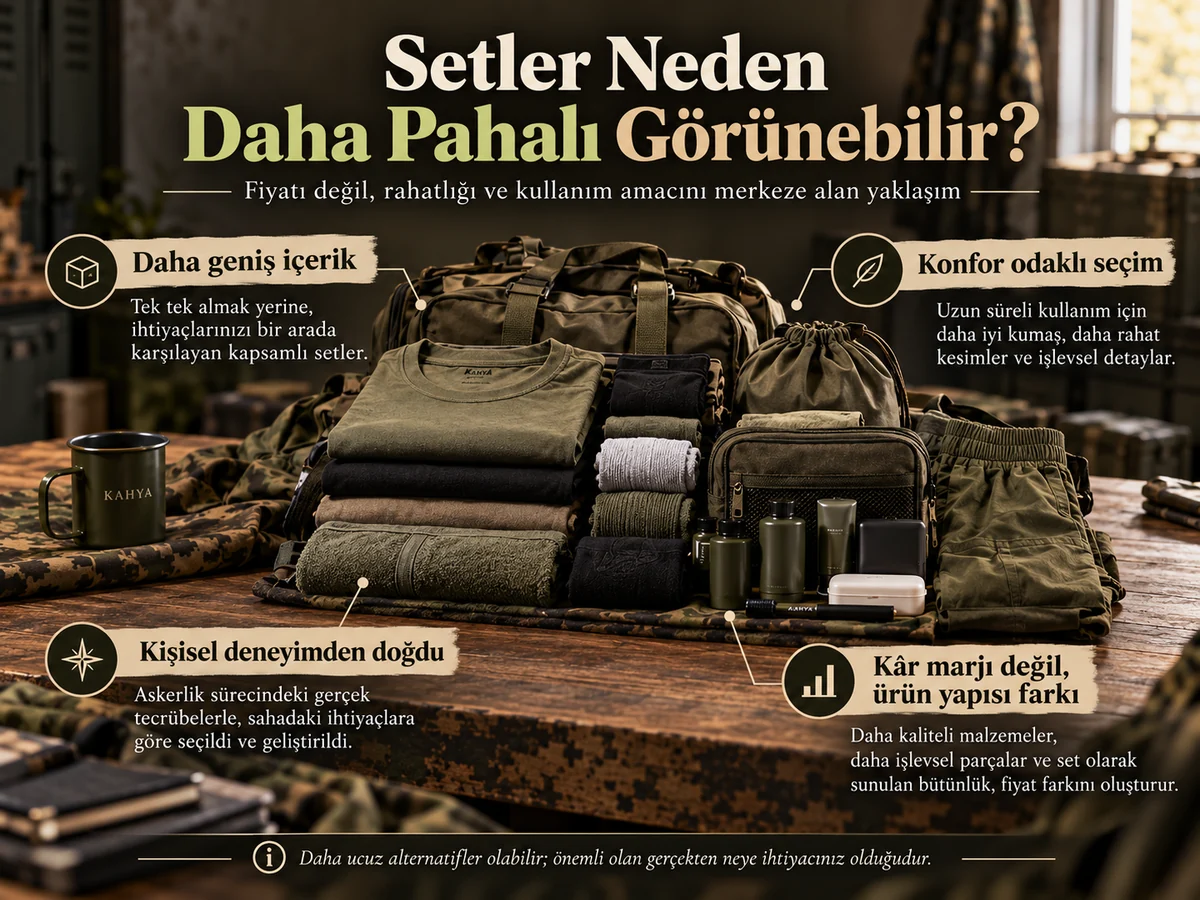 Hazır asker setindeki ürün çeşitliliği ve kullanım odaklı seçim yaklaşımı