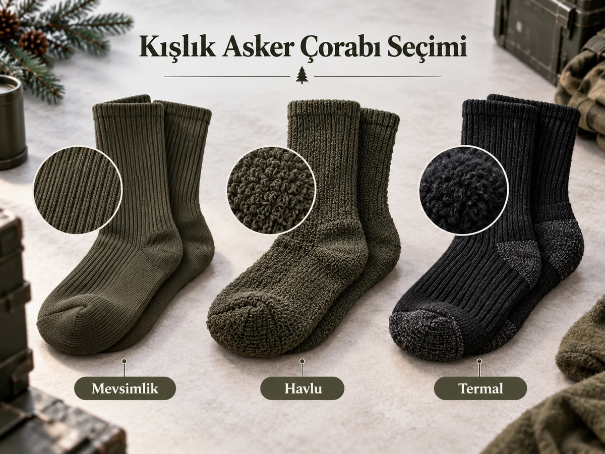 Mevsimlik, havlu ve termal asker çoraplarının karşılaştırılması